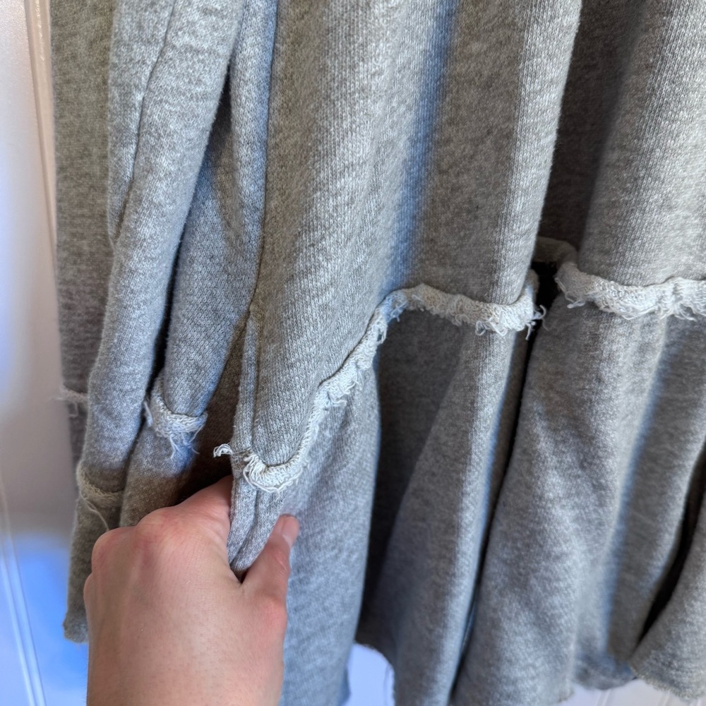 Free People Tiered Trapeze Zip-Up Hoodie Swearer Gray  Women’s Size Small - Picture 5 of 12